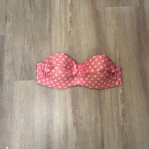 Pink & white polka dot flounce bandeau large bikini top